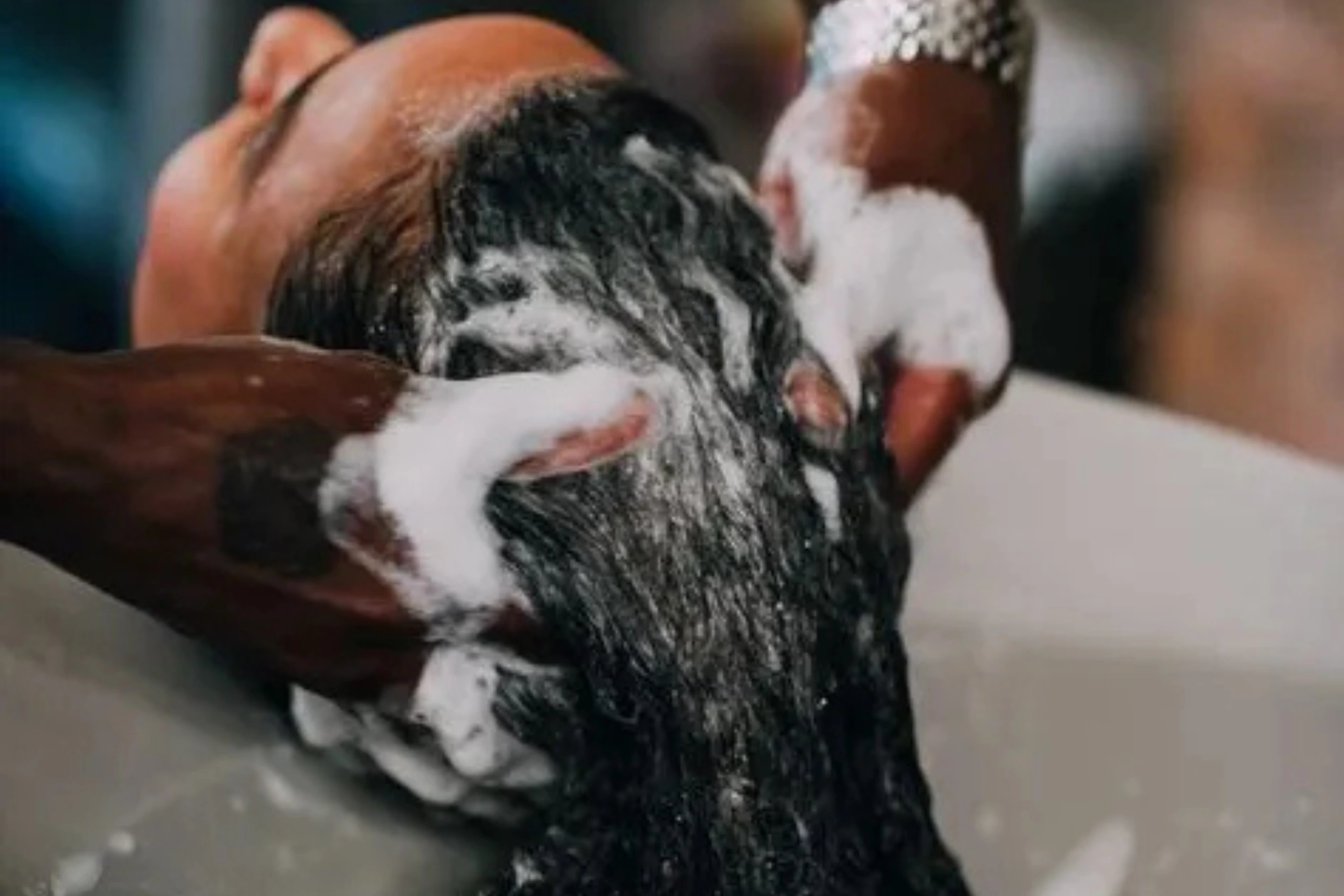 Professional hair hygiene wash at Wash Bar to clean and prep hair for styling.